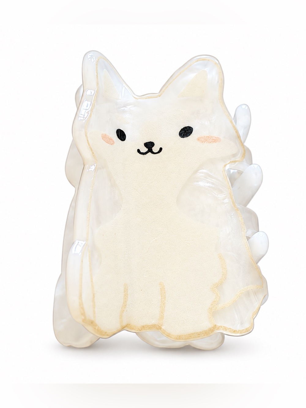 White Dog Puppy Akita Like  2"" Glossy Mini Small Lobster Claw Hair Clip Poodle